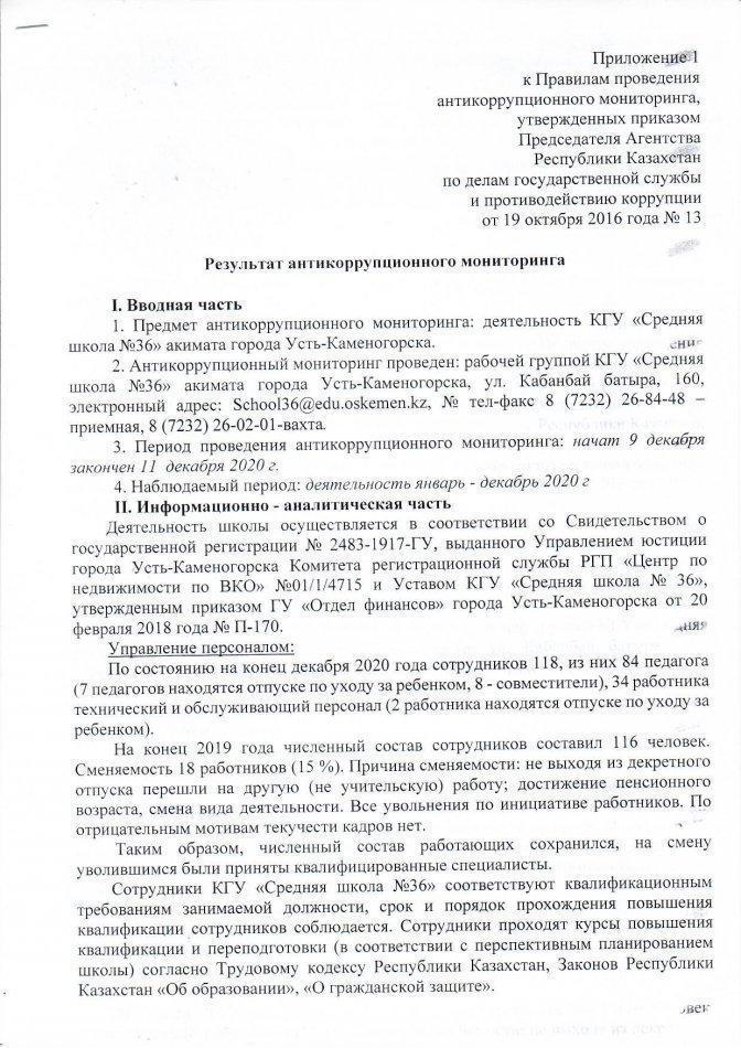Результат антикоррупционного мониторинга