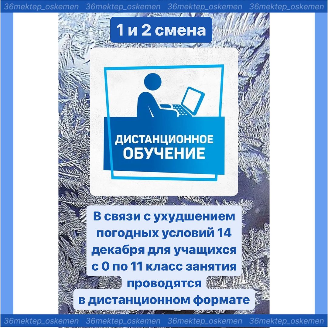 Занятия для учащихся с 0 по 11 класс проводятся дистанционно, 1 и 2 смена.