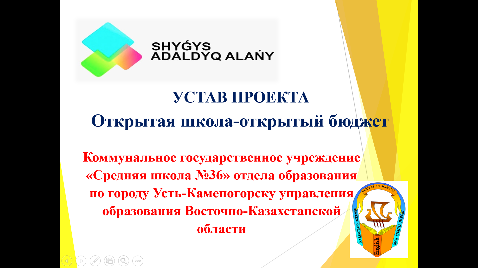 УСТАВ ПРОЕКТА. Открытая школа-открытый бюджет