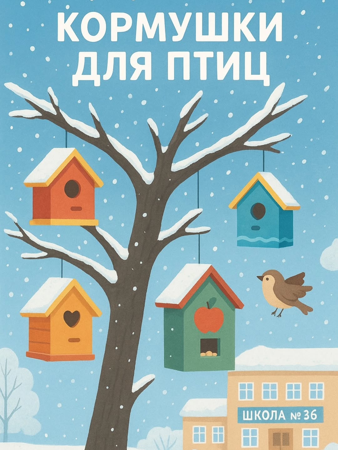 №36 мектепте көркем еңбек сабақтарында оқушылар құс қоректендіргіштерін жасап, кейін оларды мектеп ауласындағы ағаштарға ілді 🌿 🐦