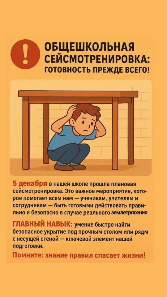 Мектептегі сейсмикалық жаттығулар: дайындық ең негізгісі!