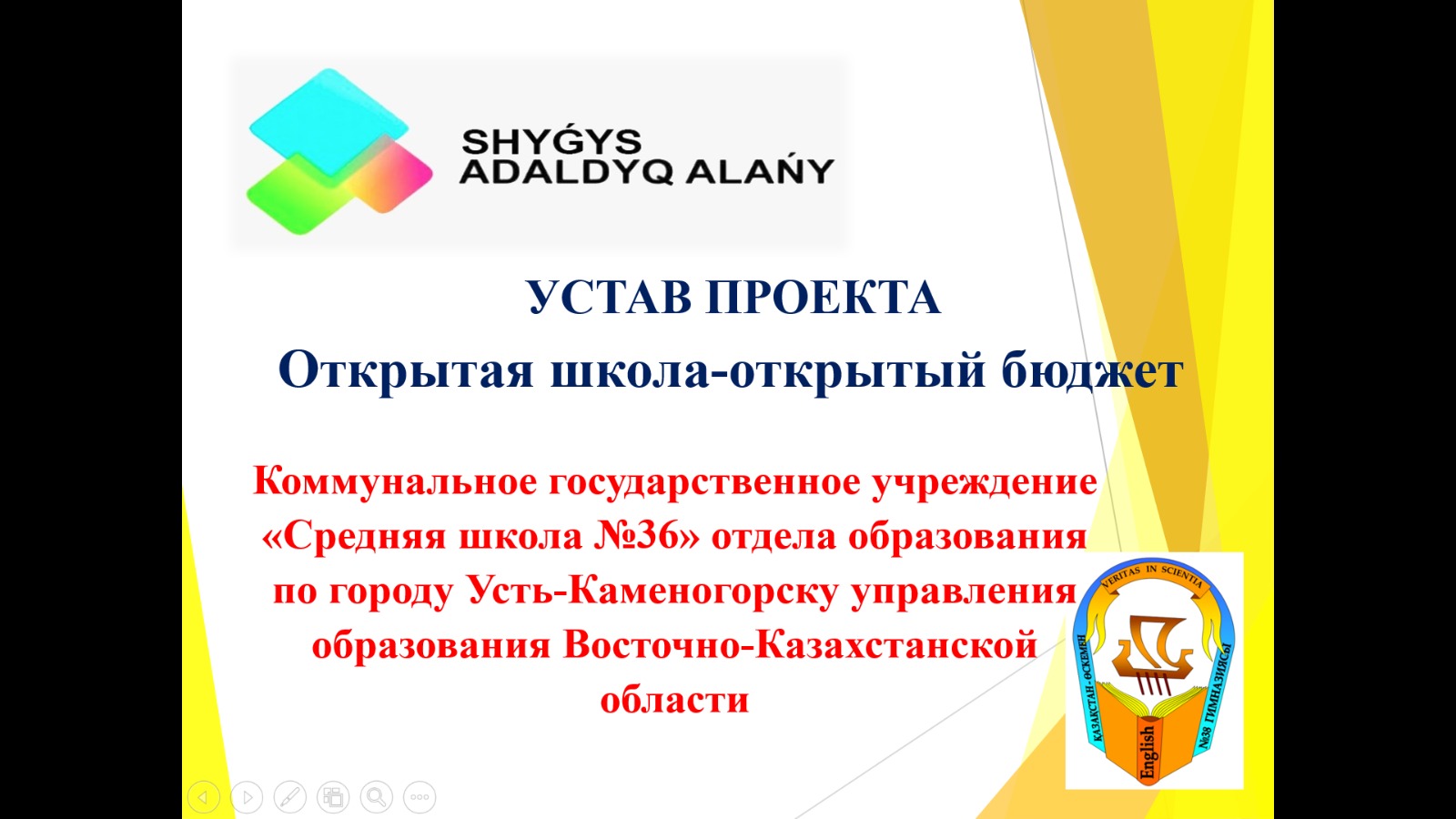 УСТАВ ПРОЕКТА. Открытая школа-открытый бюджет