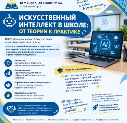 🤖 МЕКТЕПТЕГІ ЖАСАНДЫ ИНТЕЛЛЕКТ: ТЕОРИЯДАН ПРАКТИКАҒА